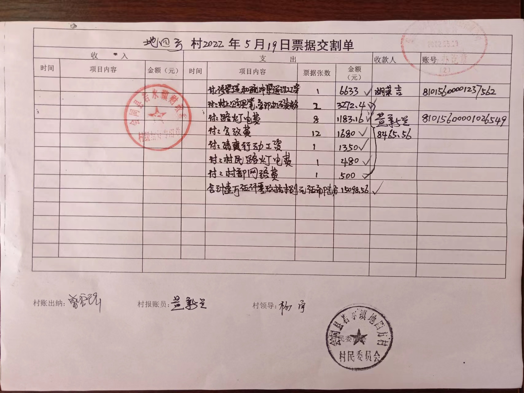 地四方村村级财务公开0519