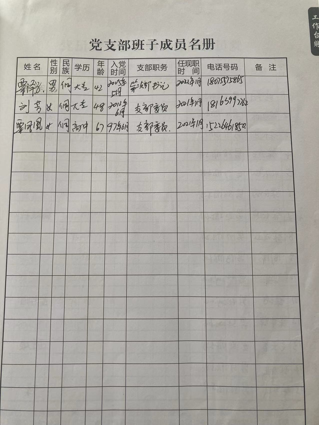 上坊村党支部班子成员公布